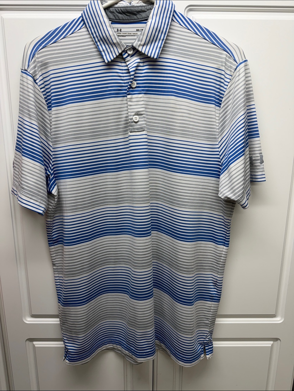 Under Armour Men’s Blue & Gray Striped Performance Polo